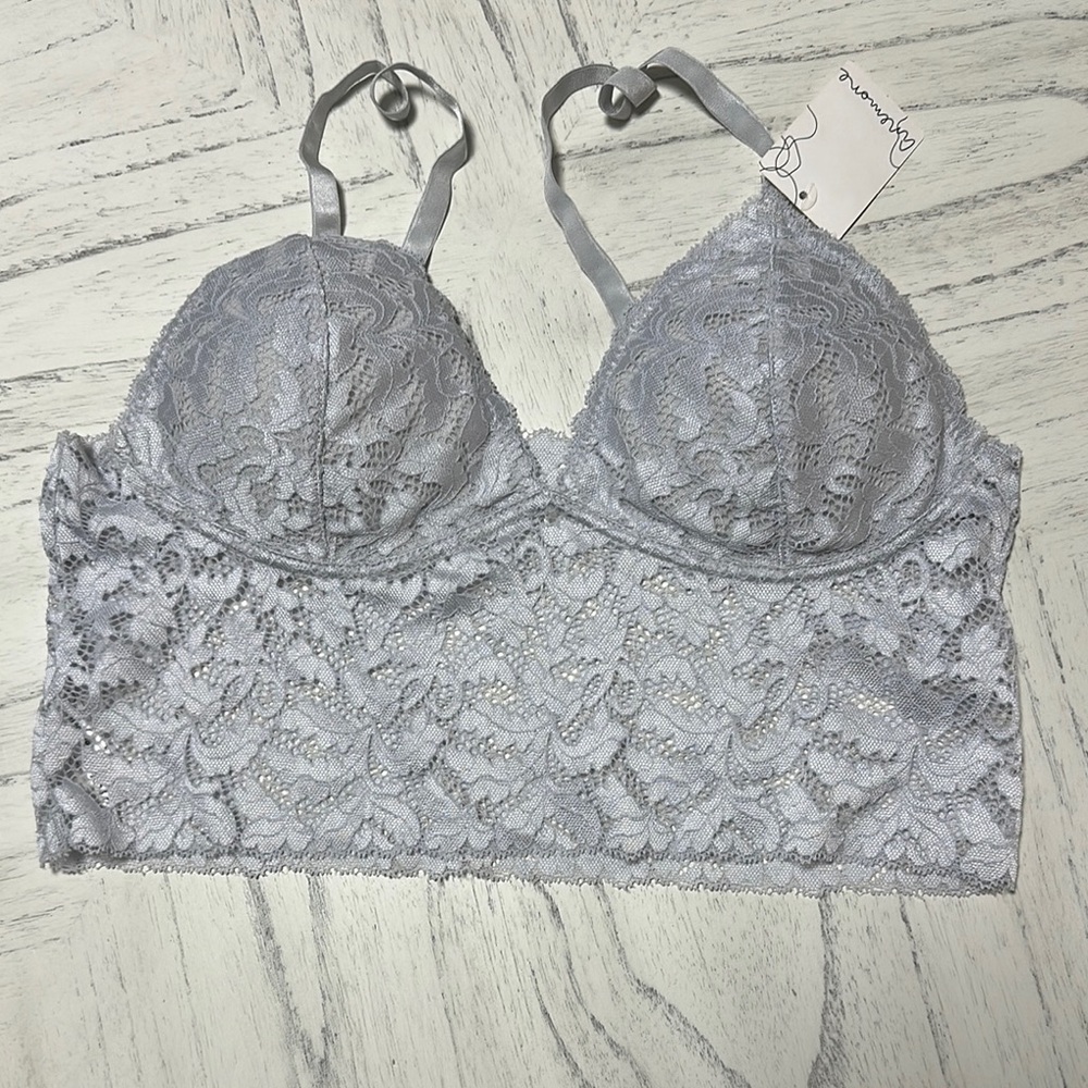 Anemone Lace Bralette in Soft Gray